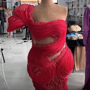 TABJA Couture-Inspired Red Sequin Gala Gown | Tailored | Worn Once
